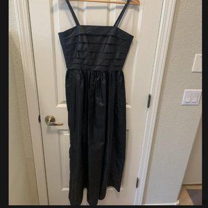 Vintage Taffeta Spaghetti Strap Long Formal Black Gown